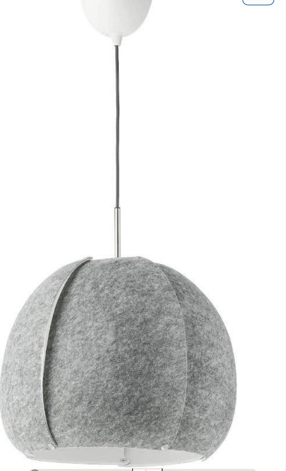 IKEA Vintergata Hanglamp - Grijs Vilt, Ophalen, Zo goed als nieuw, Textiel, E27 (groot)