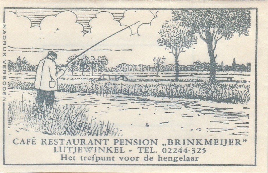 Brinkmeijer Lutjewinkel - pension hengelaar visser visserman, Ophalen of Verzenden