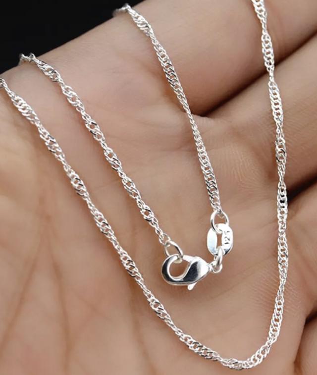 Ketting sterling 925 zilver gedraaide schakel 70 CM NIEUW, Ophalen of Verzenden, Nieuw, Zilver, Overige materialen