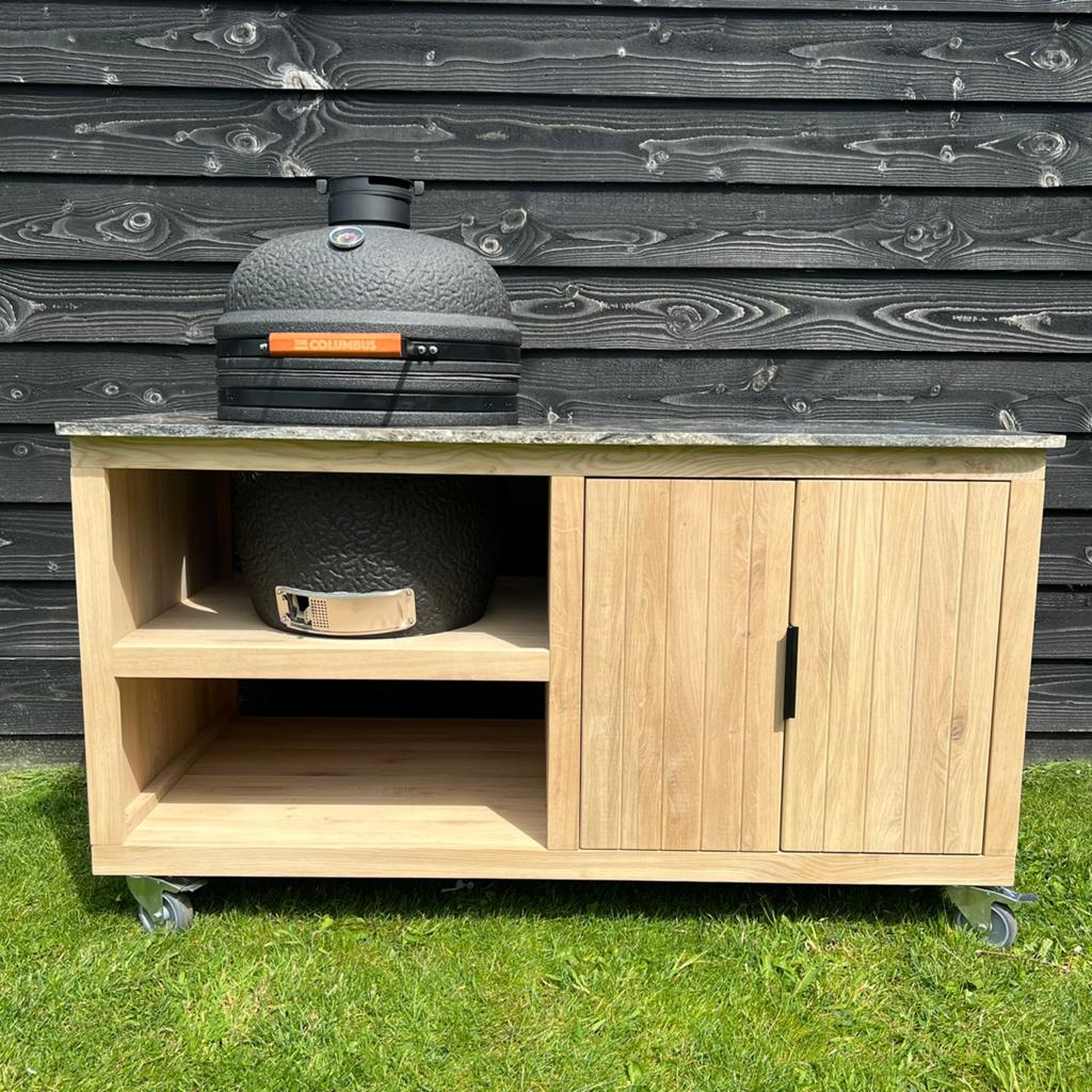 OP=OP Compacte Luxe Massief Eiken Barbeque Kast Incl Graniet
