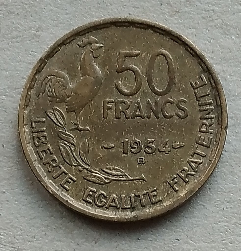 Frankrijk, 50 francs 1954 B, Ophalen of Verzenden, Frankrijk, Losse munt