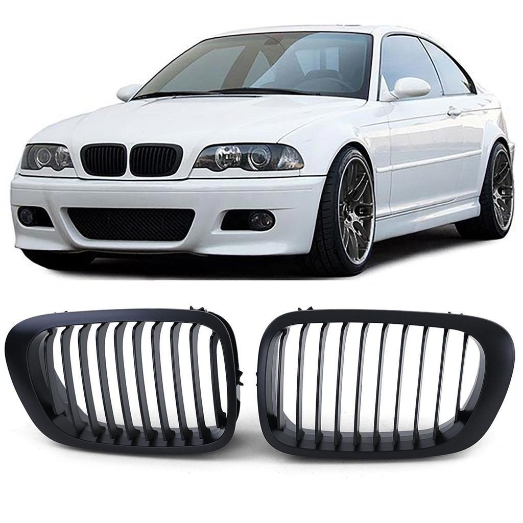 Grill Nieren Voor Bmw 3 Serie E46 Coupe Cabrio Mat Zwart Enk, Verzenden, Automotive Parts, A.parts@hotmail.nl, Trasmolenlaan 12 3447 GZ Woerden