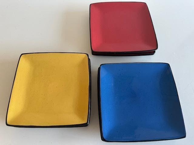 vintage gebakschotels Mondriaan 9 stuks, Huis en Inrichting, Keuken | Servies, Ophalen of Verzenden, Aardewerk, Overige stijlen