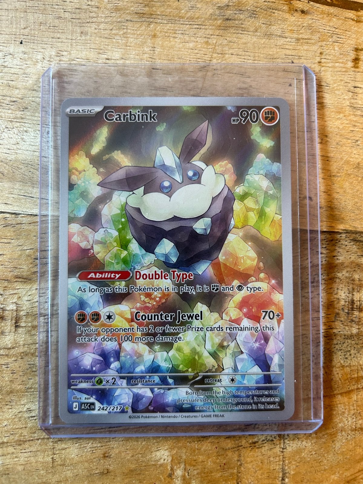 Carbink Pokémon Kaart 242/217 - Basic, Double Type, Ophalen of Verzenden, Zo goed als nieuw, Losse kaart