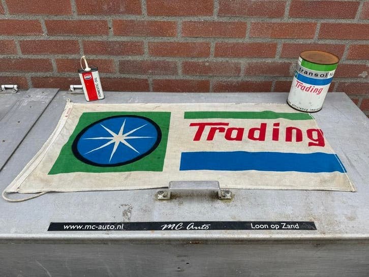 Vintage Trading olie reclame vlag, Diversen, Vlaggen en Wimpels, Gebruikt, ., Ophalen of Verzenden, .
