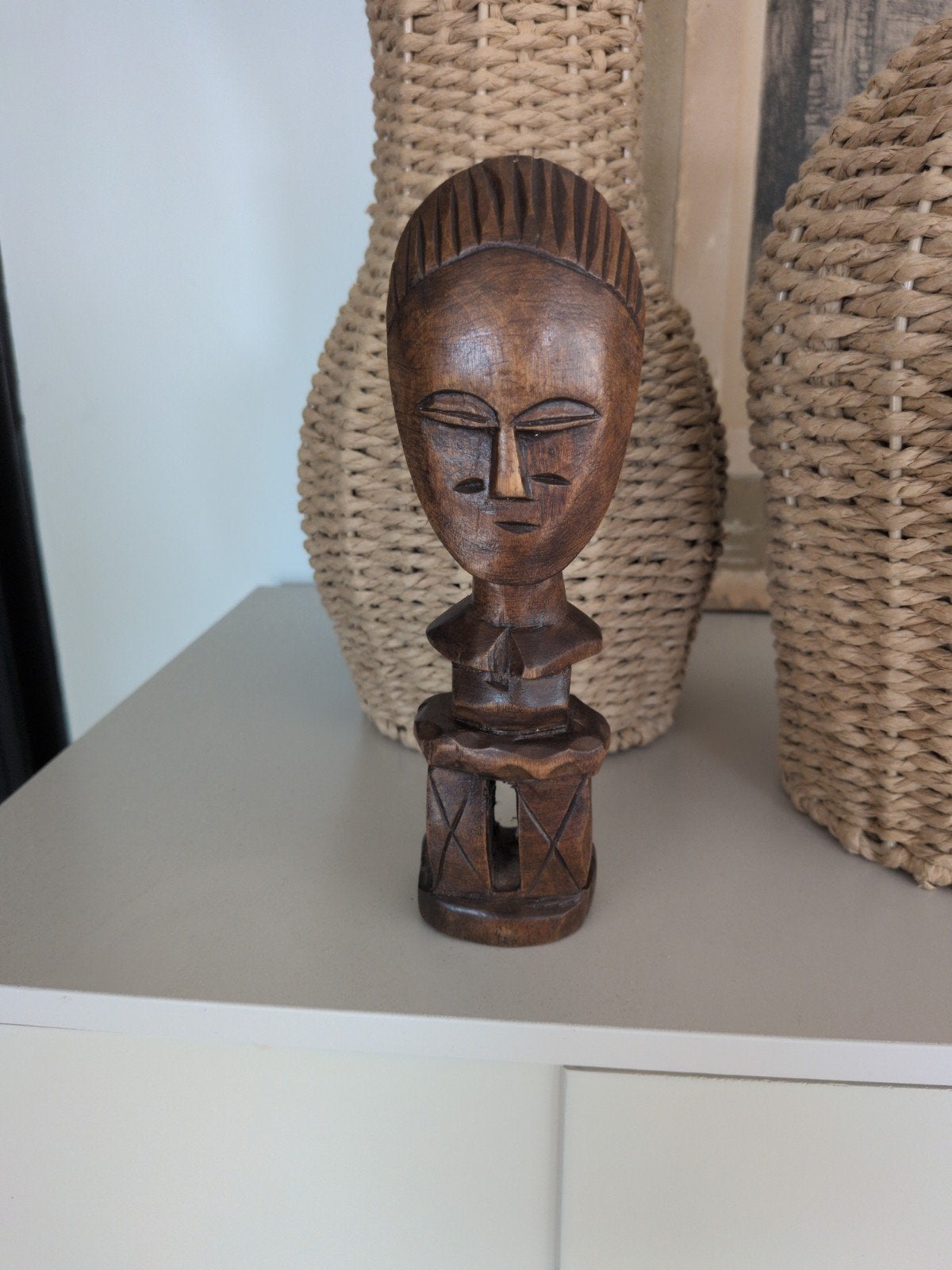 Vintage Afrikaans Houten vruchtbaarheidsbeeld - Handgesneden, Antiek en Kunst, Minder dan 20 cm, Buste, Ophalen of Verzenden, Handgemaakt