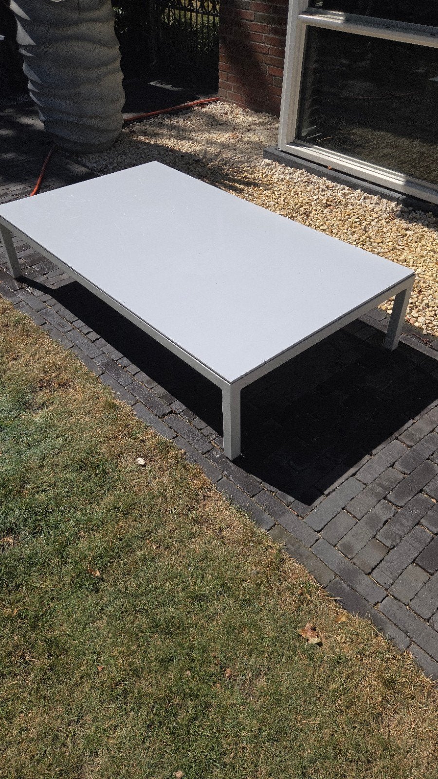 rechthoekige tuintafel met aluminium frame en glazen blad, Ophalen, Gebruikt, Rechthoekig, Aluminium