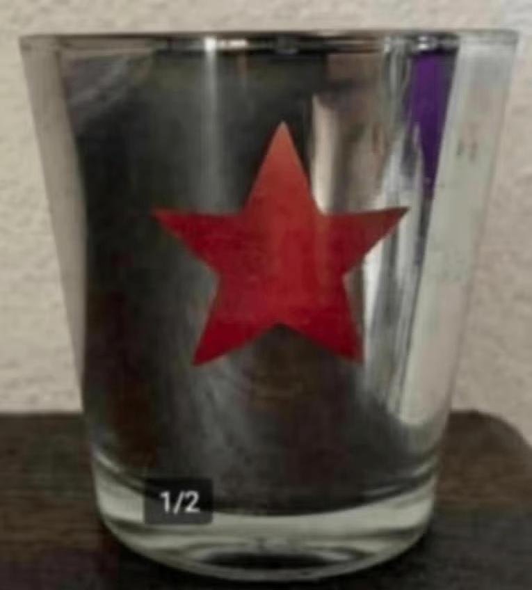 Glazen waxinelichtje zilver ster waxinehouder glas theelich, Overige materialen, Ophalen of Verzenden, Zo goed als nieuw, Kandelaar
