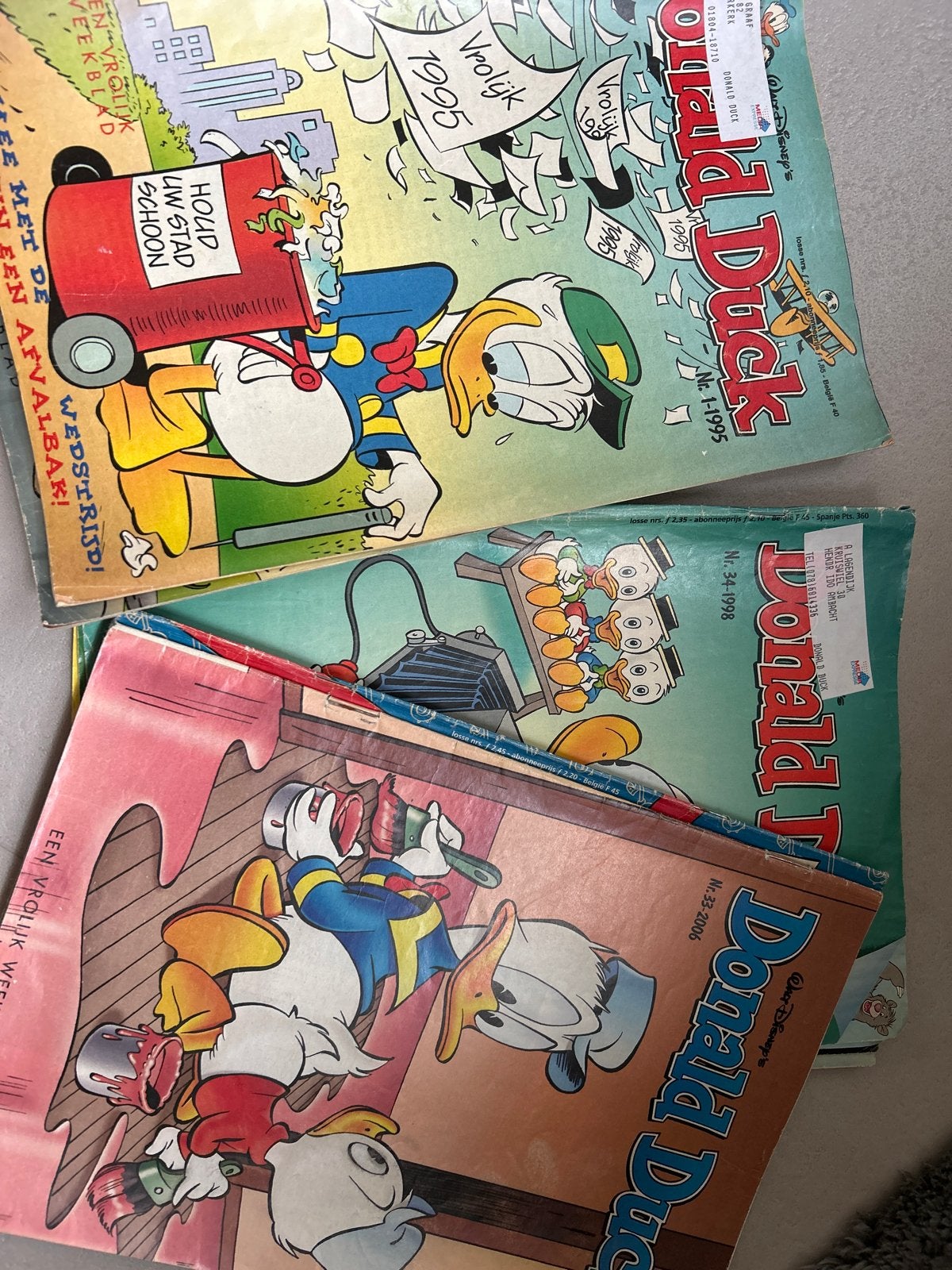 Grote stapel Donald Duck tijdschriften, diverse jaargangen, Meerdere stripboeken, Ophalen, Gelezen