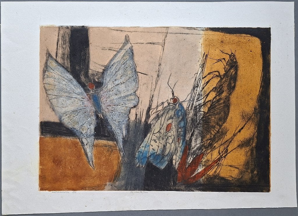Ru van Rossem - Metamorfose -  gesigneerde reliëf ets, Antiek en Kunst, Ophalen of Verzenden
