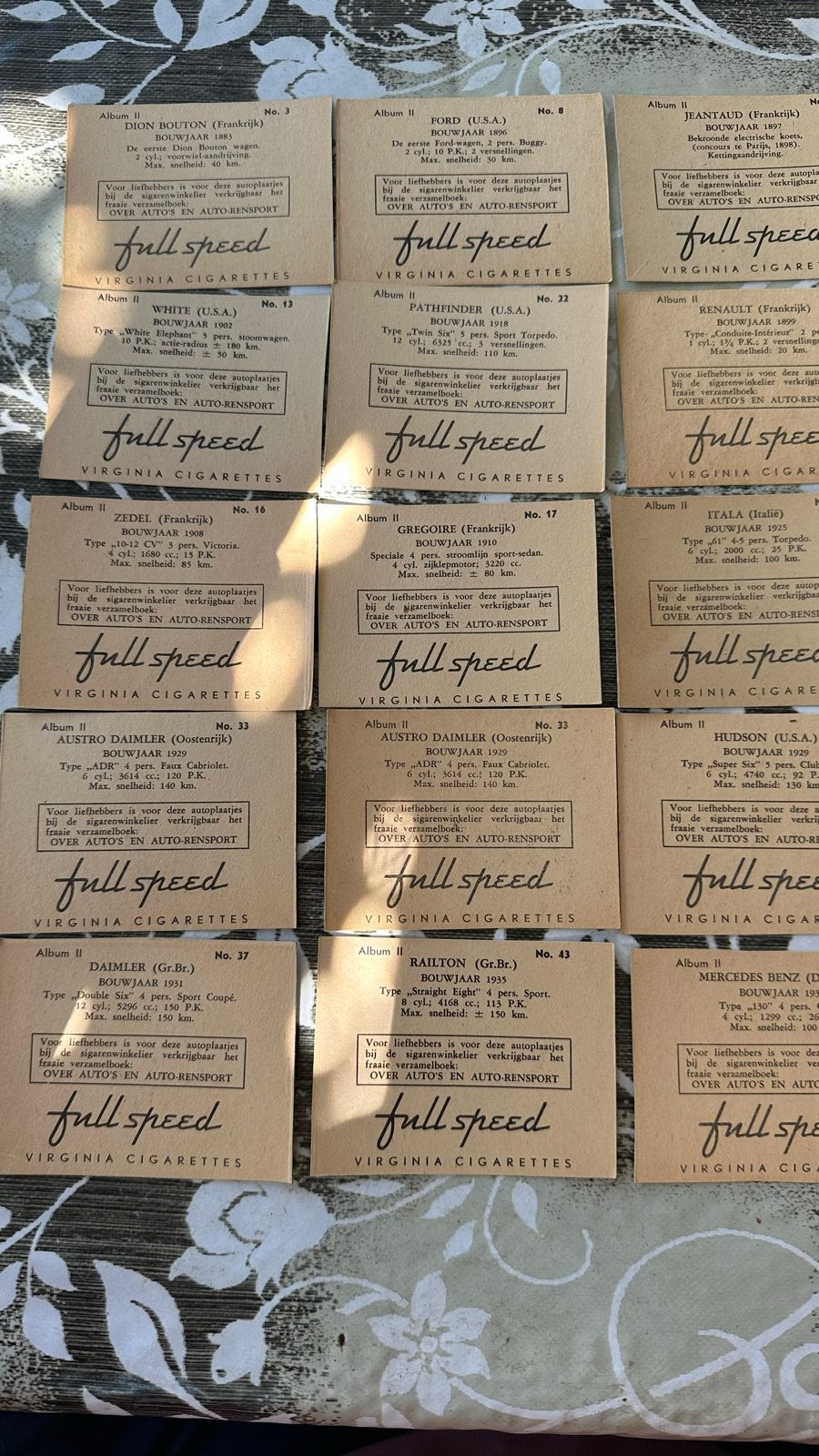 Vintage Full Speed Virginia Cigarettes Auto Reproducties, Ophalen of Verzenden, Gebruikt, Auto's