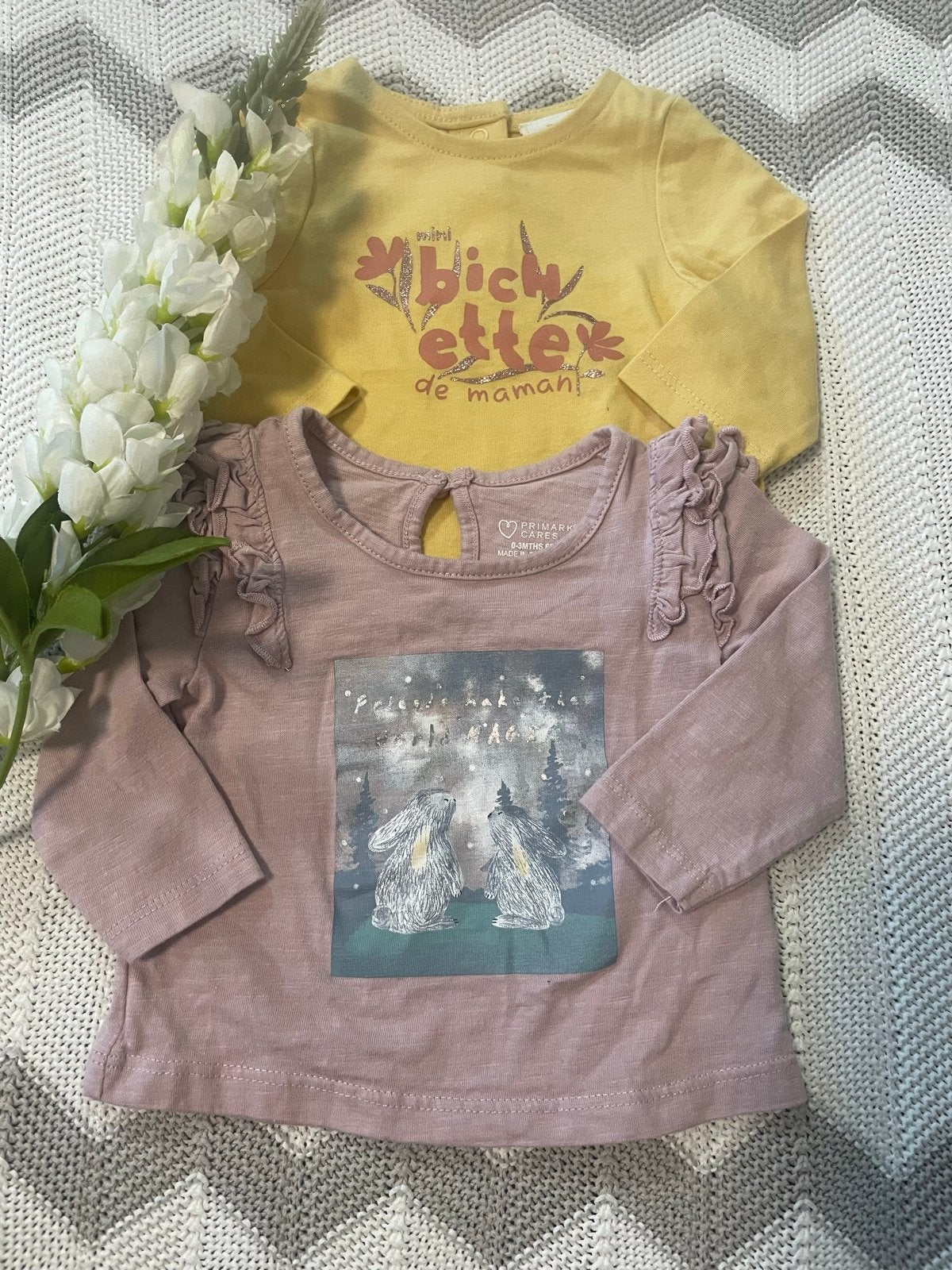 Set van 2 schattige longsleeves voor meisjes, maatje 62, Ophalen of Verzenden, Gebruikt, Meisje, Shirtje of Longsleeve