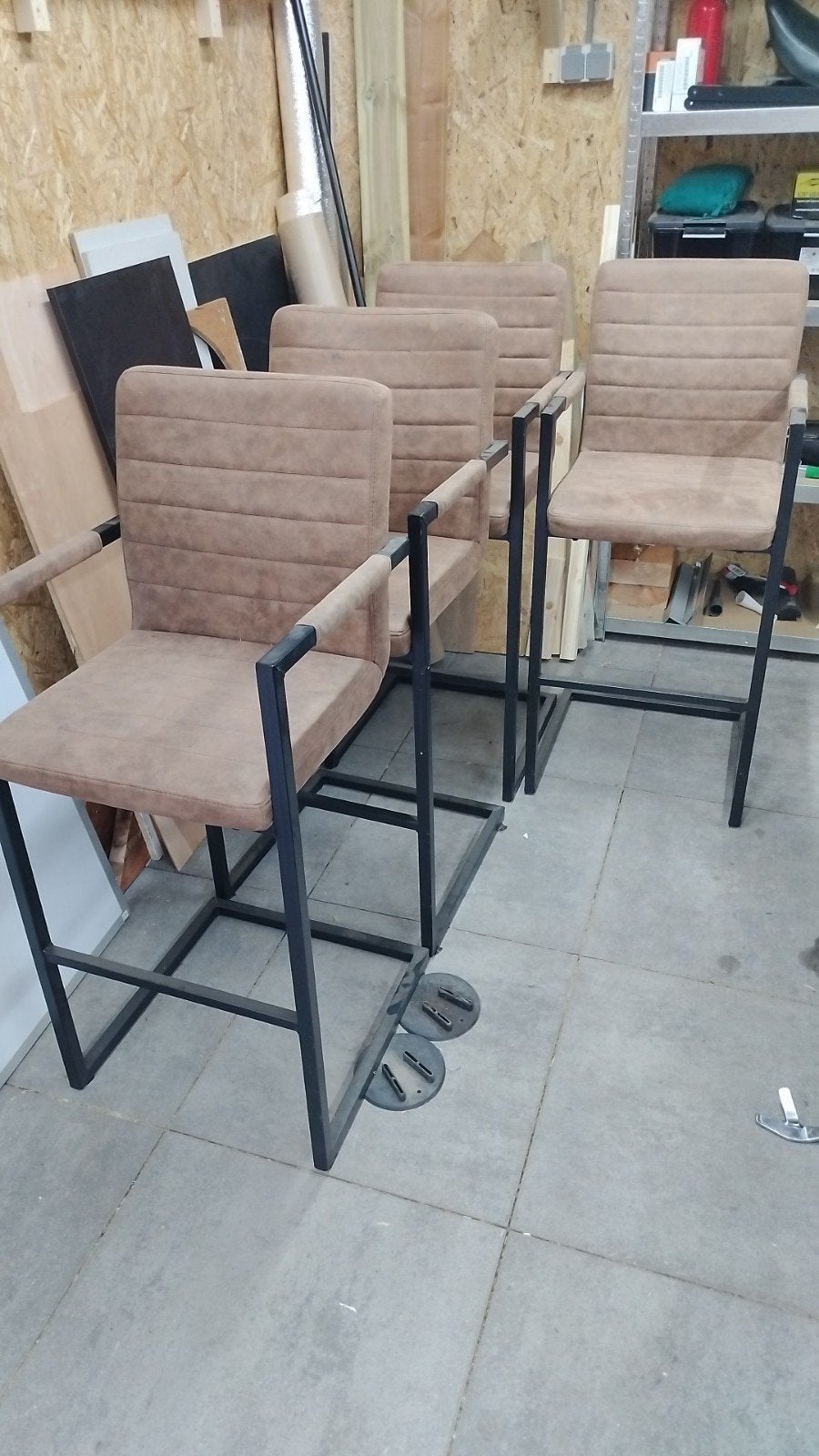 Lederen barkrukken met armleuning - Zithoogte 75cm, Ophalen of Verzenden