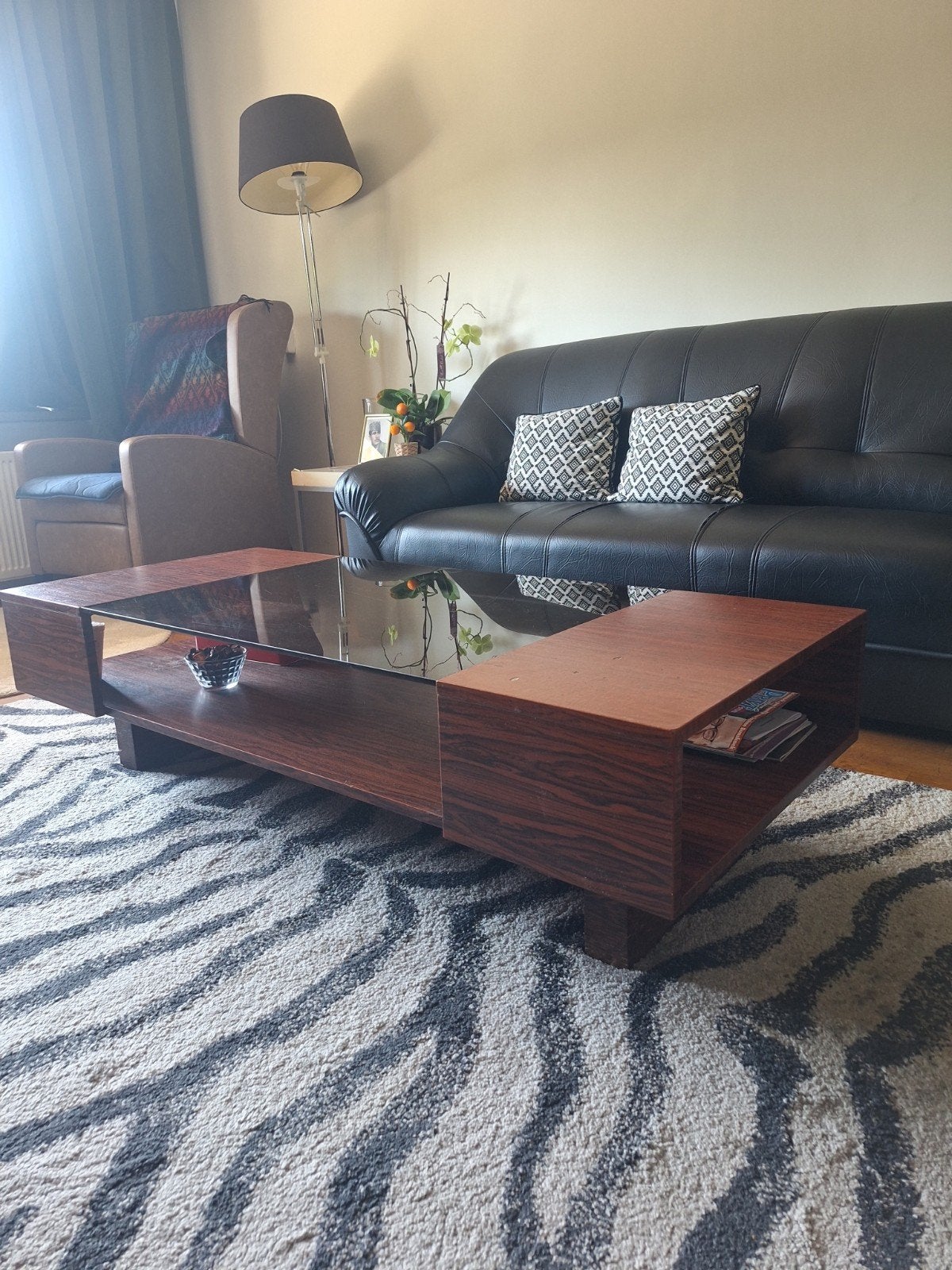 Salontafel met glas, Ophalen, Gebruikt, 50 tot 100 cm, 100 tot 150 cm