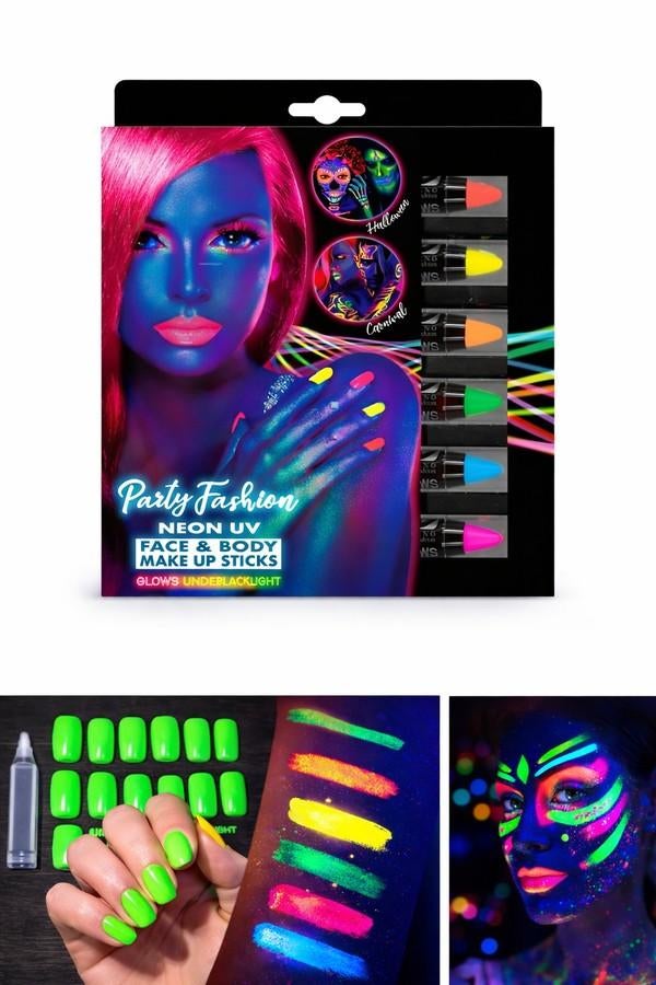 Neon UV Face & Body Make-up Sticks – Glow in the Dark Party, Ophalen of Verzenden