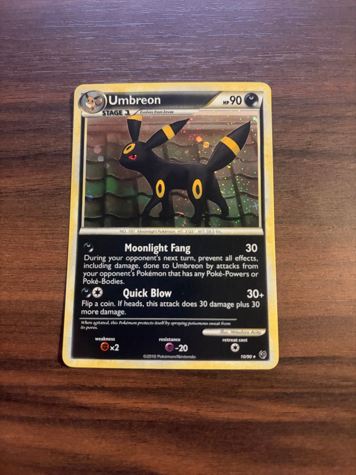 Umbreon Pokémon kaart (2010) - Holo UD10, Ophalen of Verzenden, Zo goed als nieuw, Losse kaart, Foil