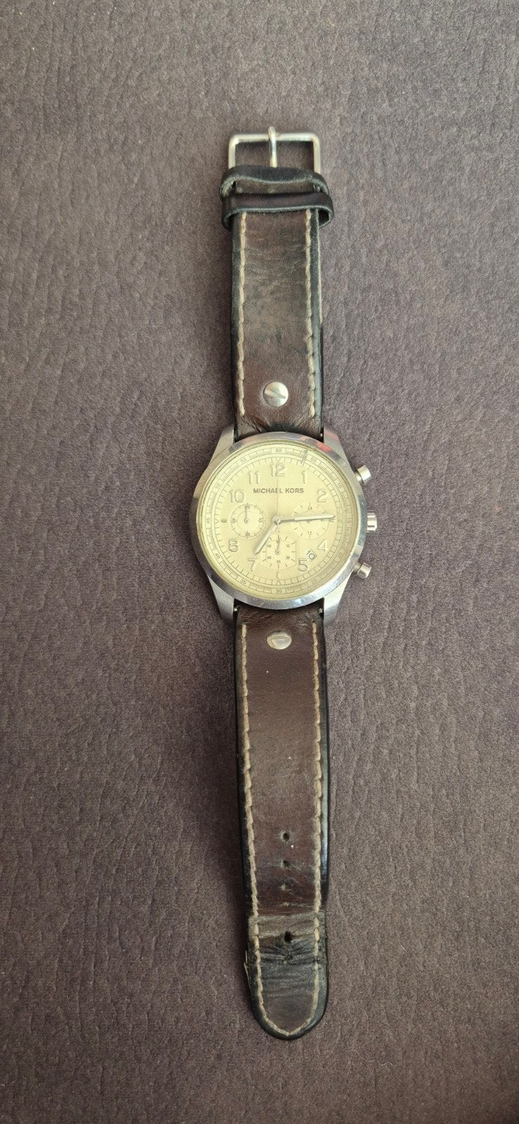 Michael Kors MK-8017 Herenhorloge - Gebruikt, Polshorloge, Ophalen, Overige merken, Leer
