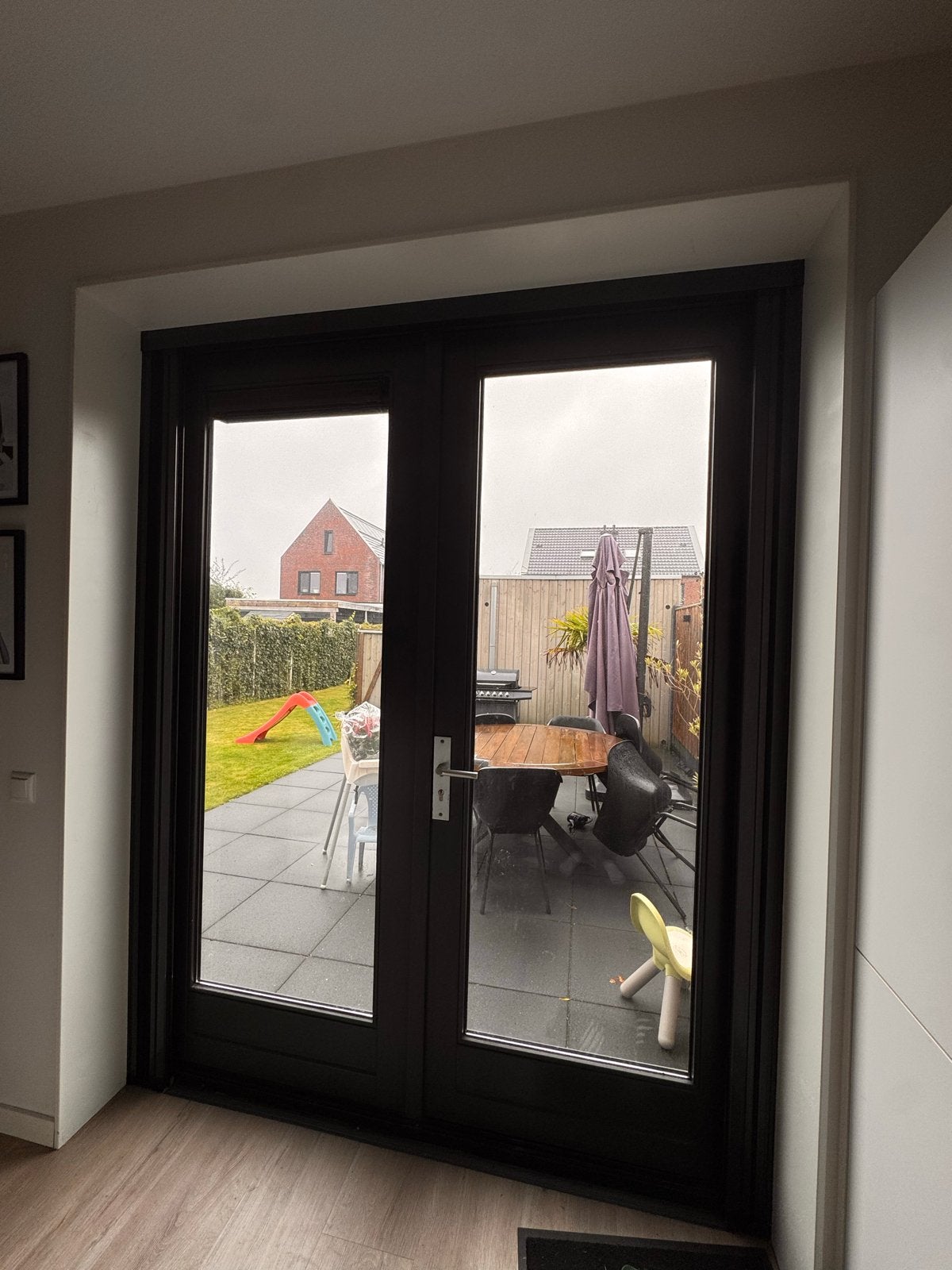 Dubbele openslaande deuren 238x177 cm (incl. glas), Ophalen, Gebruikt, Buitendeur, Hout