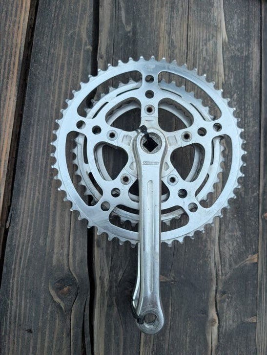 Stronglight Triple crankstel vintage racefiets, Crankstel of Pedalen, Gebruikt, Stronglight, france, Ophalen of Verzenden