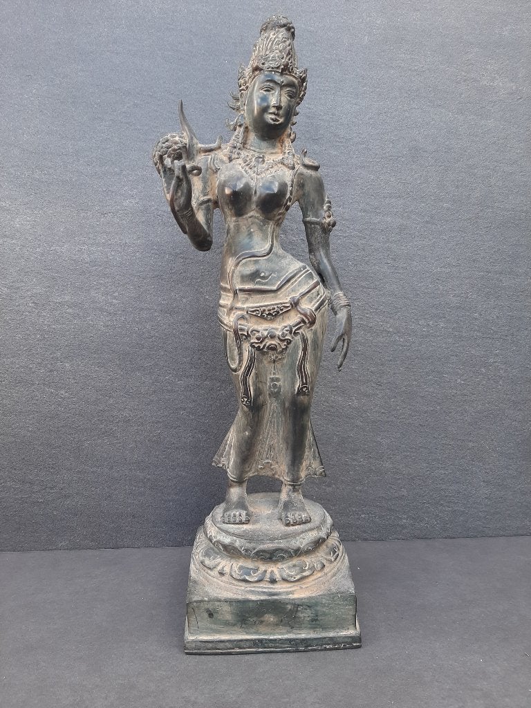 Bronzen beeld/ Lakshmi/godin Sri/Indonesië/India, Antiek en Kunst, Ophalen of Verzenden, Brons