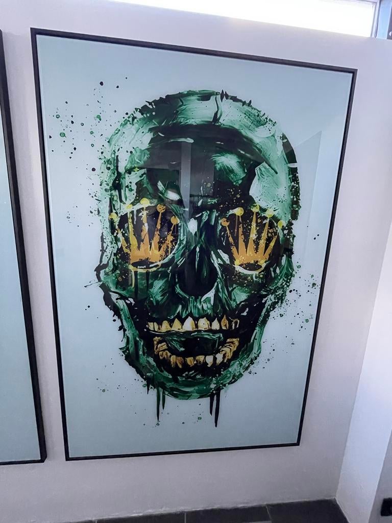 Skull Glaschilderij 100x150cm ( kaws) wallfield, Ophalen