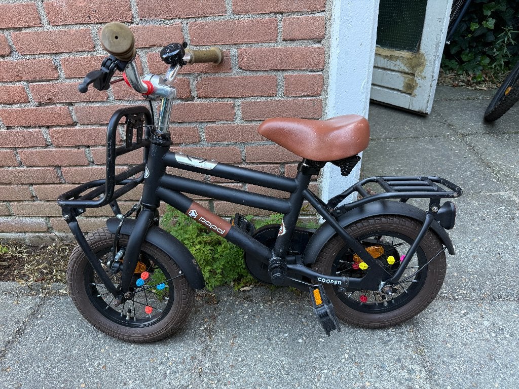 Kinderfiets Popal Cooper 12 inch - compact bakfietsje model, Ophalen, Zijwieltjes, Gebruikt, Minder dan 16 inch