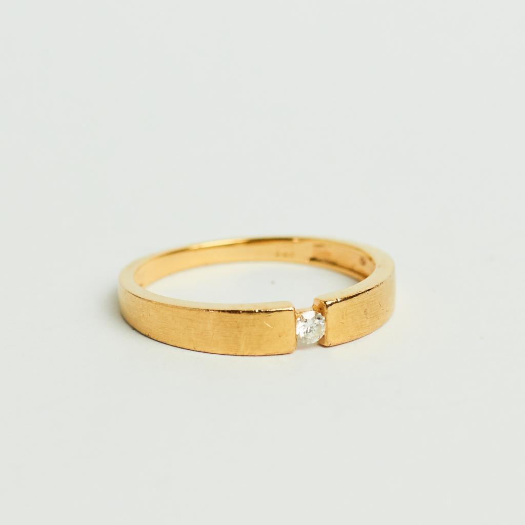 Vintage gouden ring met diamand trouwring verlovingsring 8k, Ophalen of Verzenden, Zo goed als nieuw, 17 tot 18, Met edelsteen