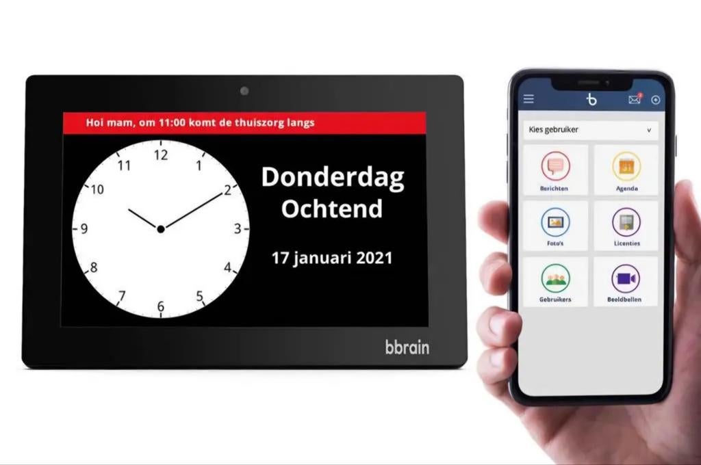 Bbrain Family Clock - Digitale Dagklok voor Ouderen, Ophalen of Verzenden, Zo goed als nieuw, Accu, 12 inch of groter