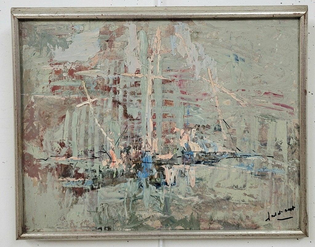 Juul DE CORT, abstract havengezicht, Ophalen of Verzenden