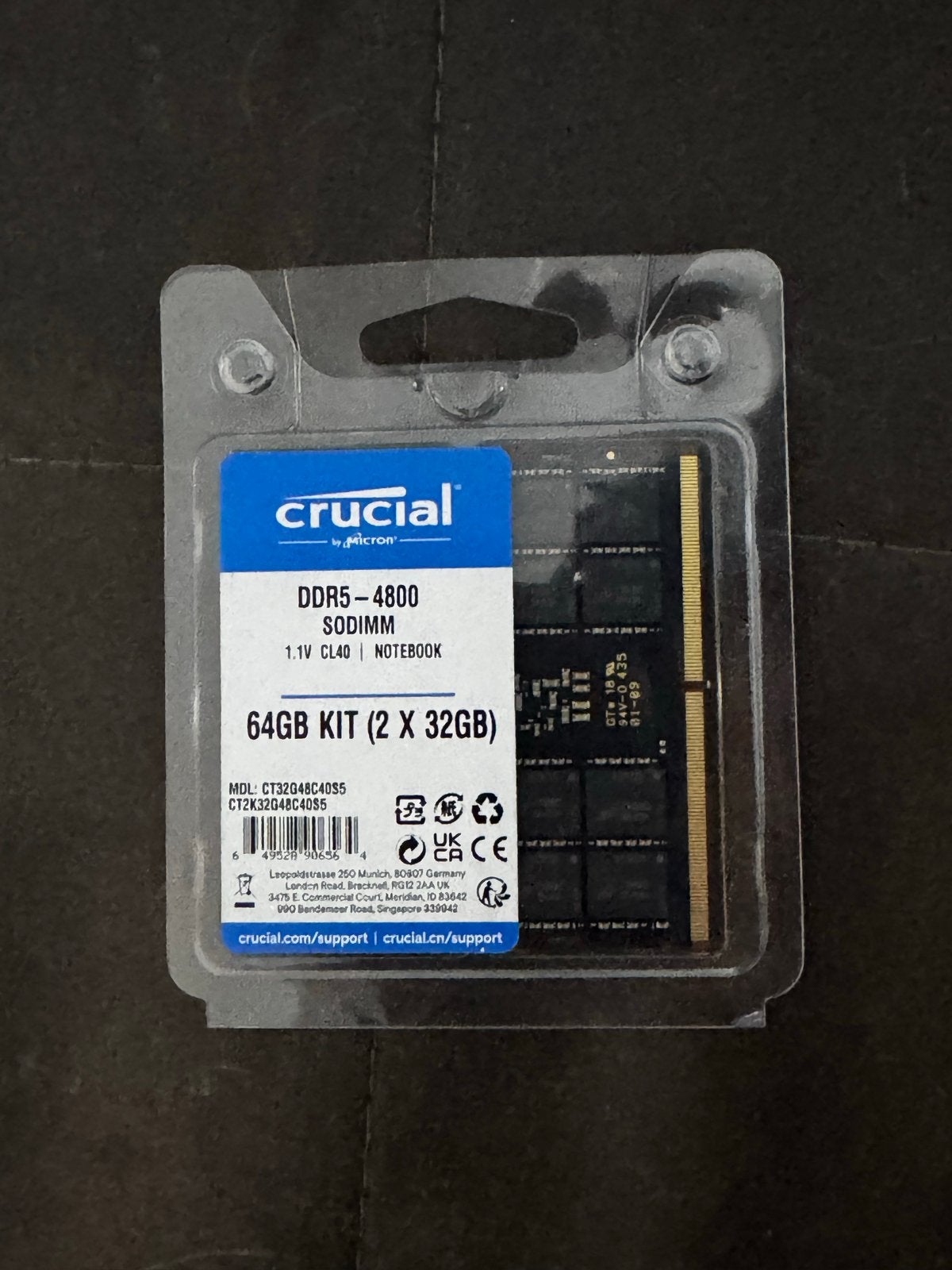 Crucial DDR5-4800 SODIMM 64GB Kit (2x32GB) Laptop RAM, Nieuw, Ophalen of Verzenden, DDR5, 64 GB