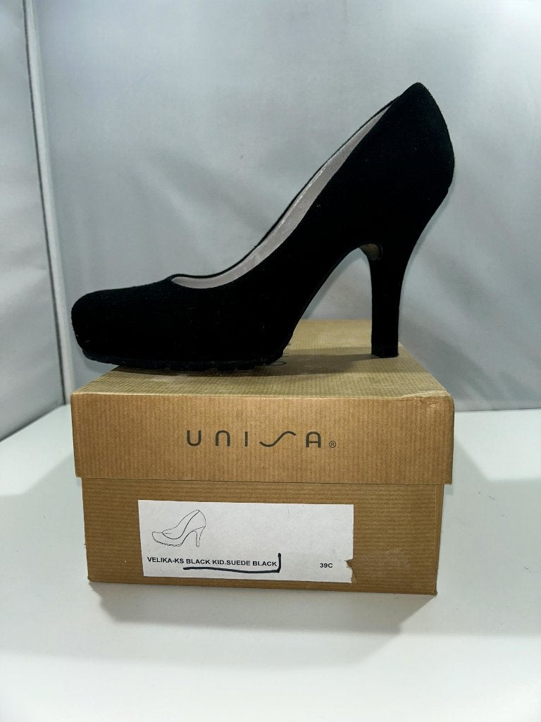 maat 39, Unisa, Stijlvolle zwarte hoge hakken ., Verzenden, Zwart, Zo goed als nieuw, Schoenen met hoge hakken