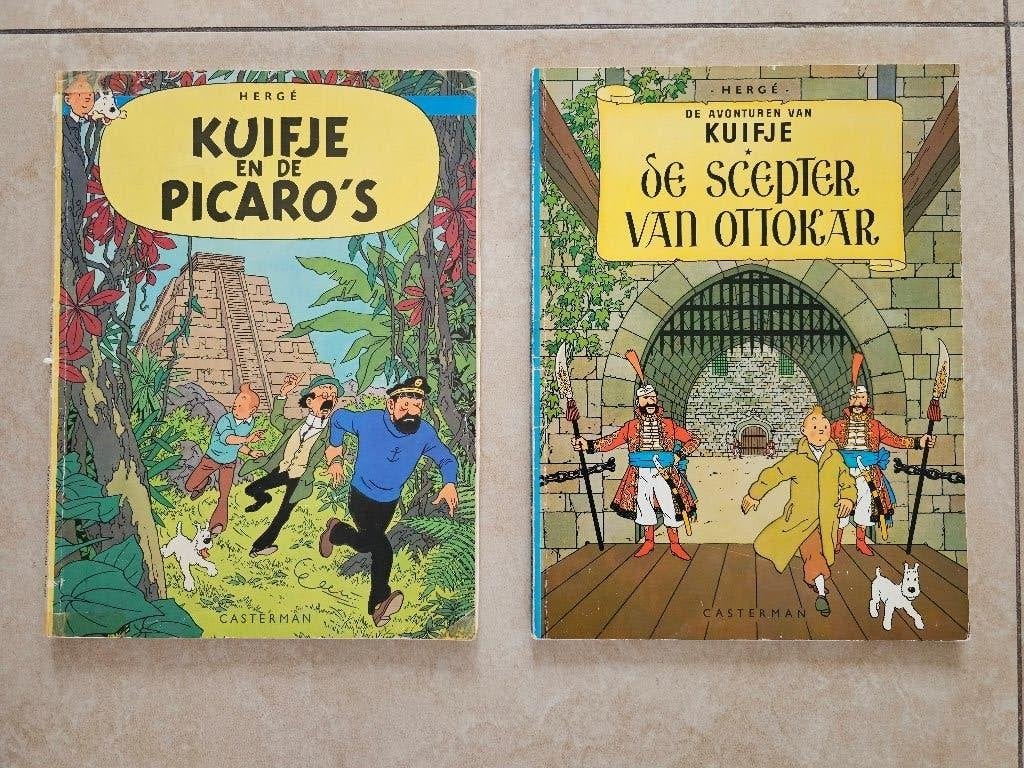 2 Kuifje stripboeken uit 1947 en 1976, Boeken, Meerdere stripboeken, Ophalen of Verzenden, Gelezen