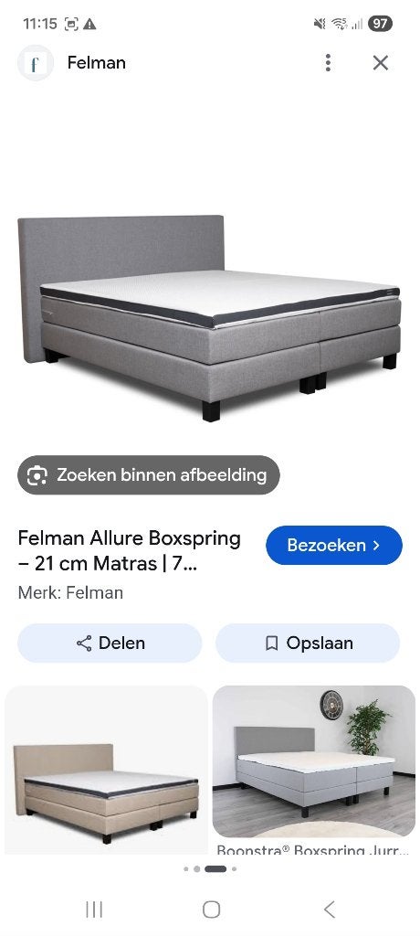 Boxpring 120 bij 200 grijs, Ophalen, Zo goed als nieuw, Twijfelaar, 120 cm