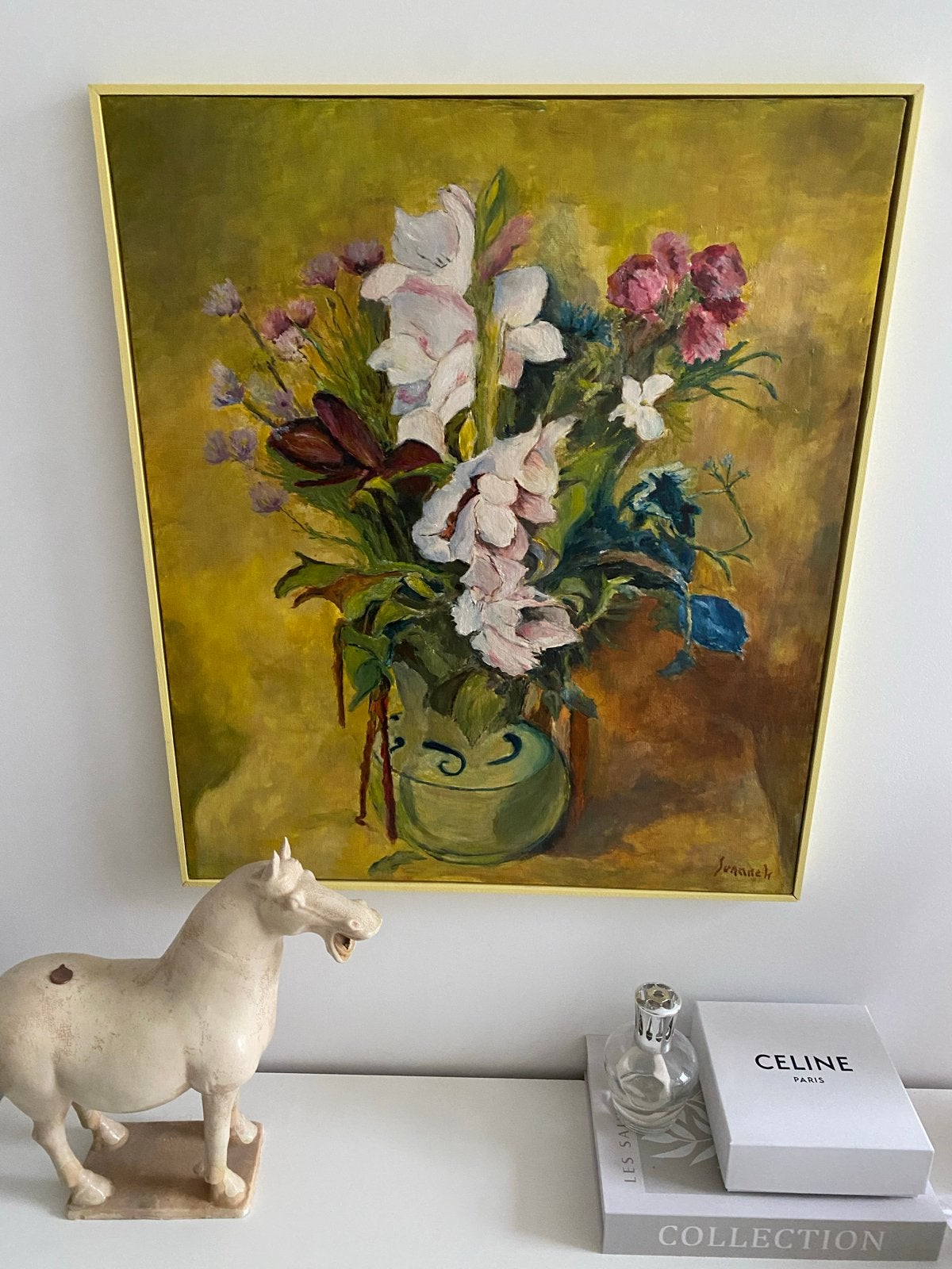 Bloemenstilleven Olieverf Schilderij  Gesigneerd 80x60, Bloemen, Doek, Ophalen of Verzenden, Gesigneerd