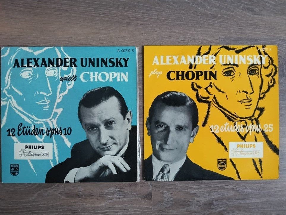 Chopin: 12 Etudes Op. 10 & Op. 25 - Alexander Uninsky (2xLP), Cd's en Dvd's, Gebruikt, Chopin, 10 inch, Originele persing