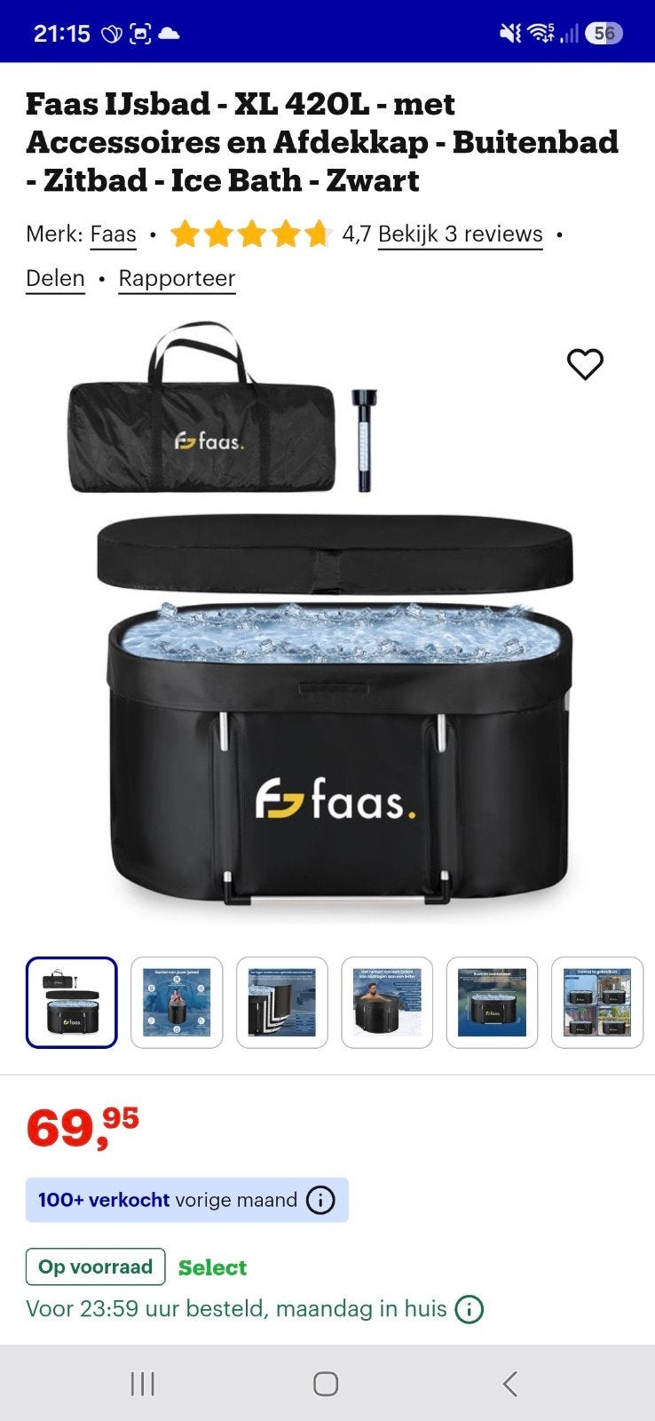 Faas ijsbad / buitenbad /  klein zwembad, Ophalen, Minder dan 80 cm, Overige typen, Rond