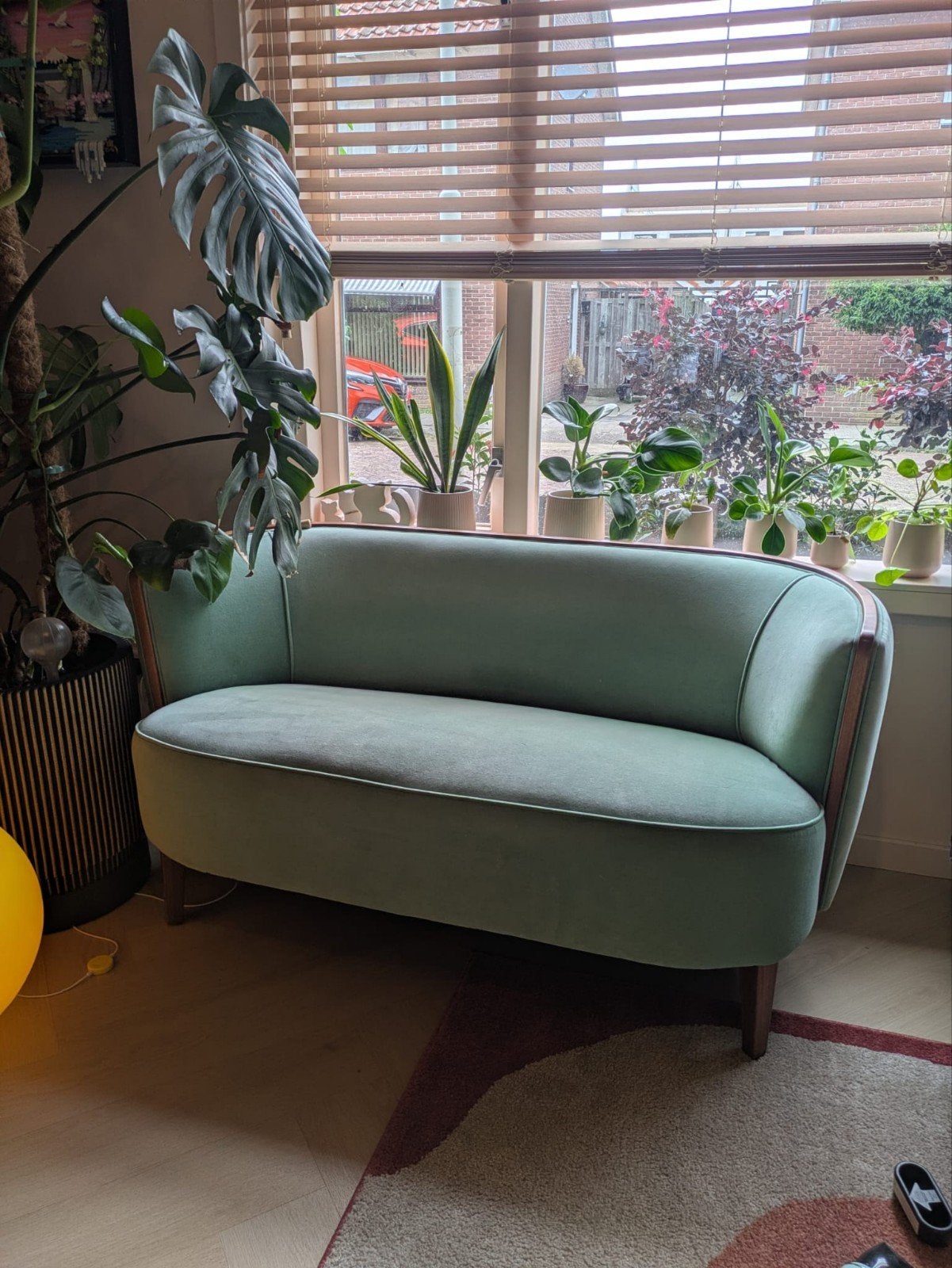 Vintage bank jaren 50/60 (Scandinavië), Huis en Inrichting, Ophalen, Minder dan 75 cm, Tweepersoons, Minder dan 150 cm