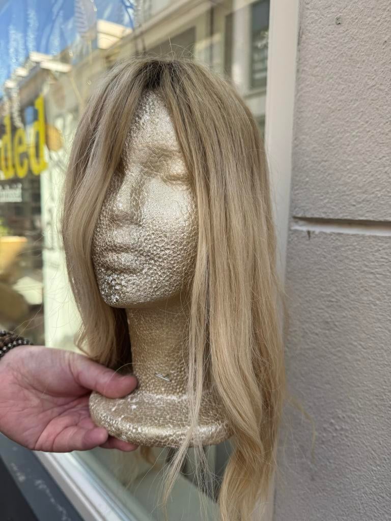 Elegante Blonde Echt Haar Topper - Licht Golvend 35/40 cm, Ophalen, Extended Haarwerken Exclusief, Nieuw, Pruik of Haarverlenging