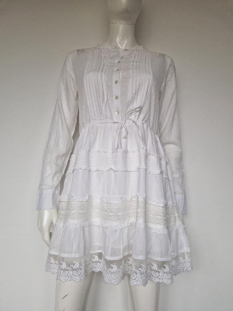 Nikkie witte kanten jurk – maat 36 – boho / Ibiza stijl, Nijmegen, Wit, Verhip-vintage.nl, Ophalen of Verzenden