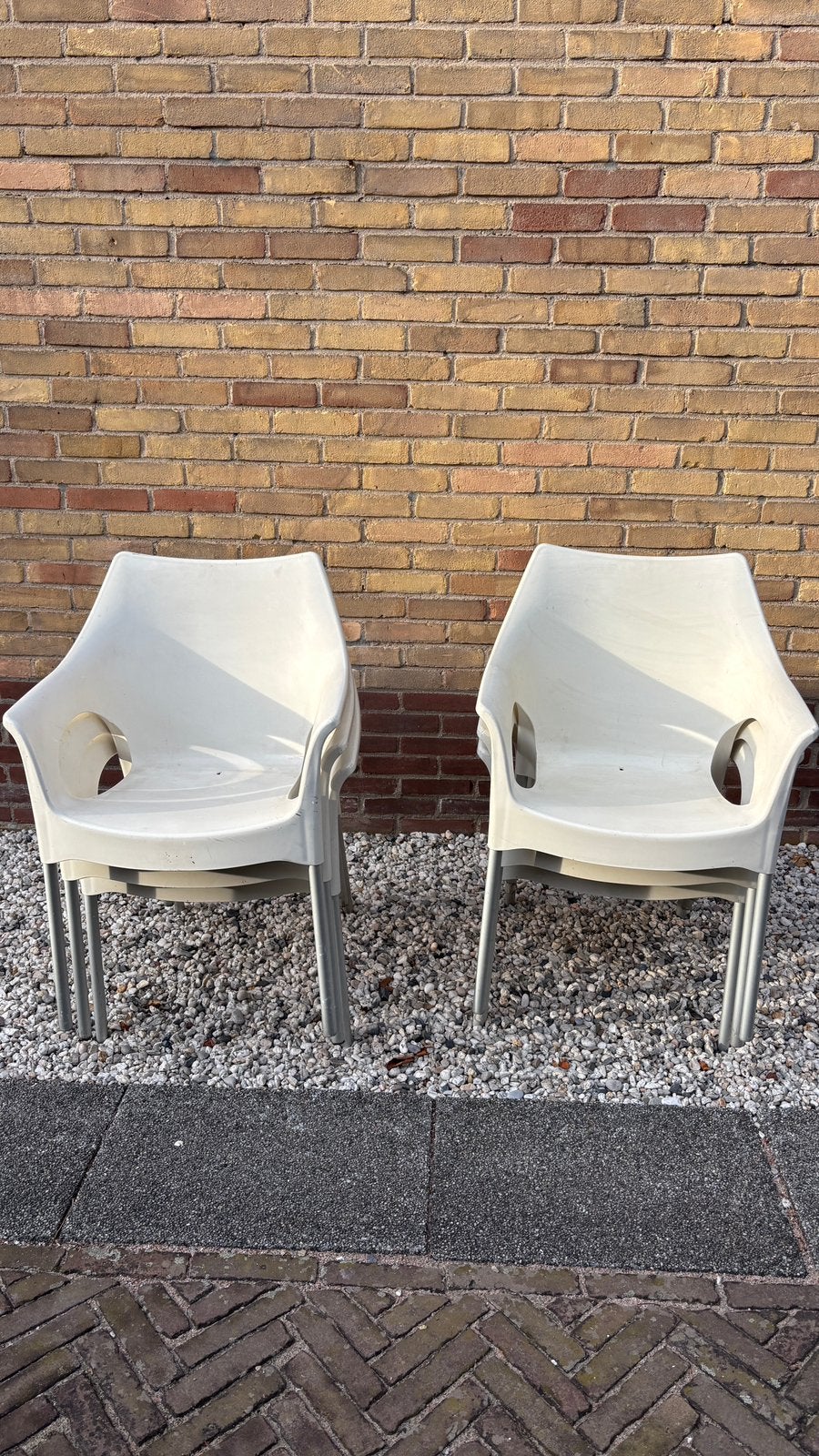 Tuinstoelen Ola Linen zes stuks, Ophalen, Gebruikt, Kunststof, Stapelbaar