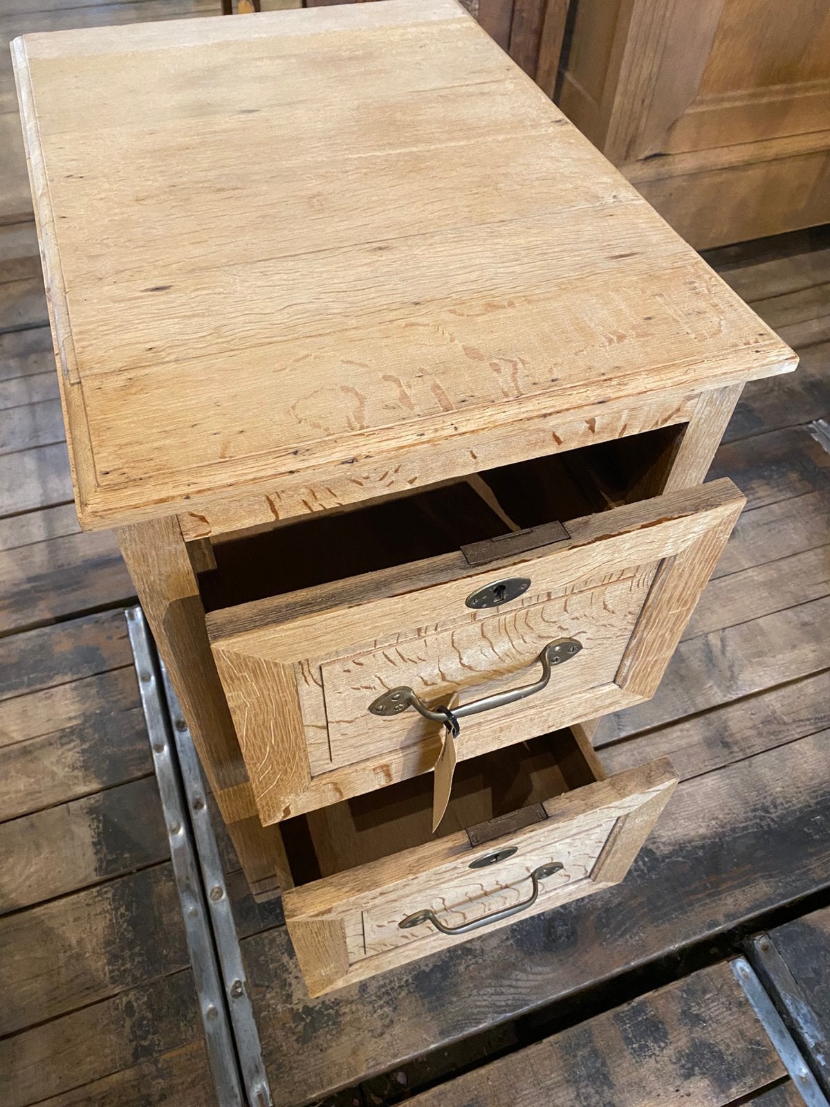 Landelijke Frans eiken ladekast archiefkast kast, Ophalen, Gebruikt, 50 tot 100 cm, Landelijk