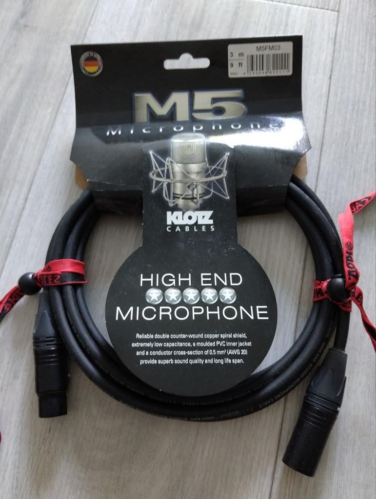 Klotz M5 High End Microfoonkabel 3m - Nieuw in verpakking, Muziek en Instrumenten, Ophalen of Verzenden, Nieuw, Microfoon