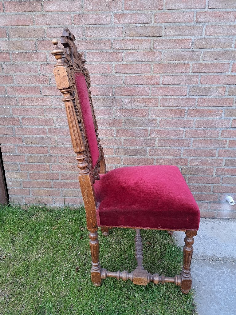 ouderwetse rode pluchen stoel, Ophalen, Gebruikt, Stof, Eén