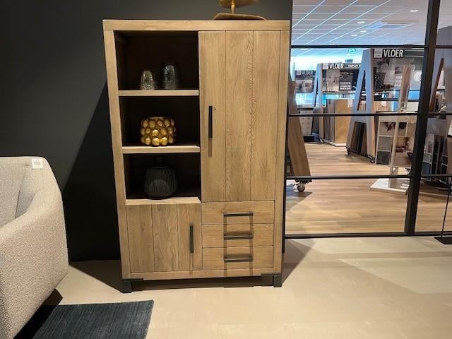 Half hoge kast eikenhout br:100xh:160xd:45 cm, Huis en Inrichting, Kasten | Buffetkasten, Nieuw, 150 tot 200 cm, 50 tot 100 cm