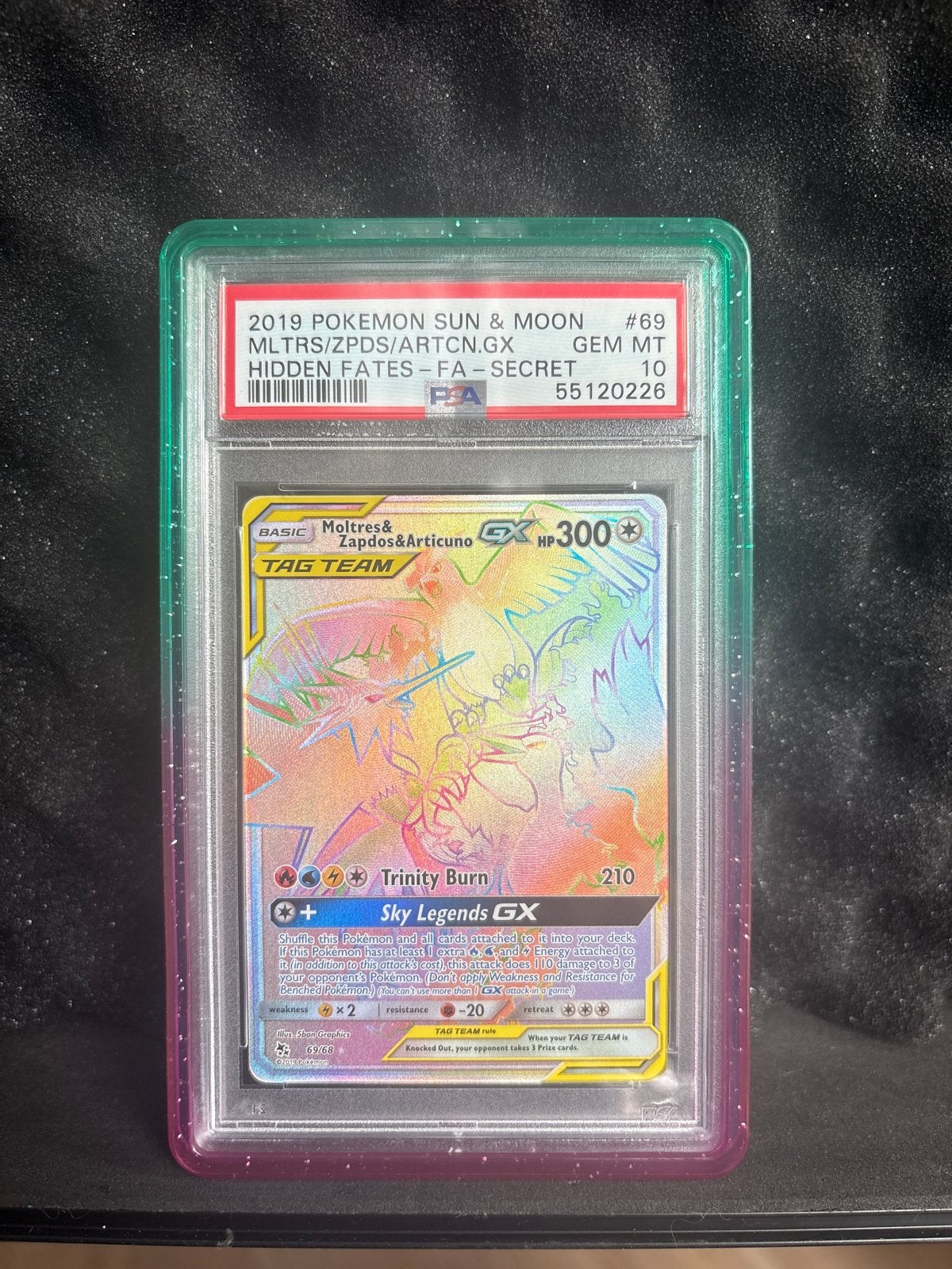 Moltres & Zapdos & Articuno GX PSA 10 Secret Rare, Ophalen of Verzenden, Nieuw, Losse kaart, Foil