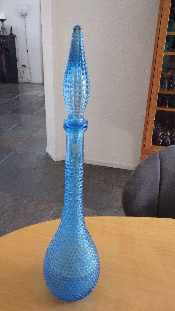 retro Blue Empoli fles met stopper (Murano glas), Ophalen of Verzenden, Overige typen