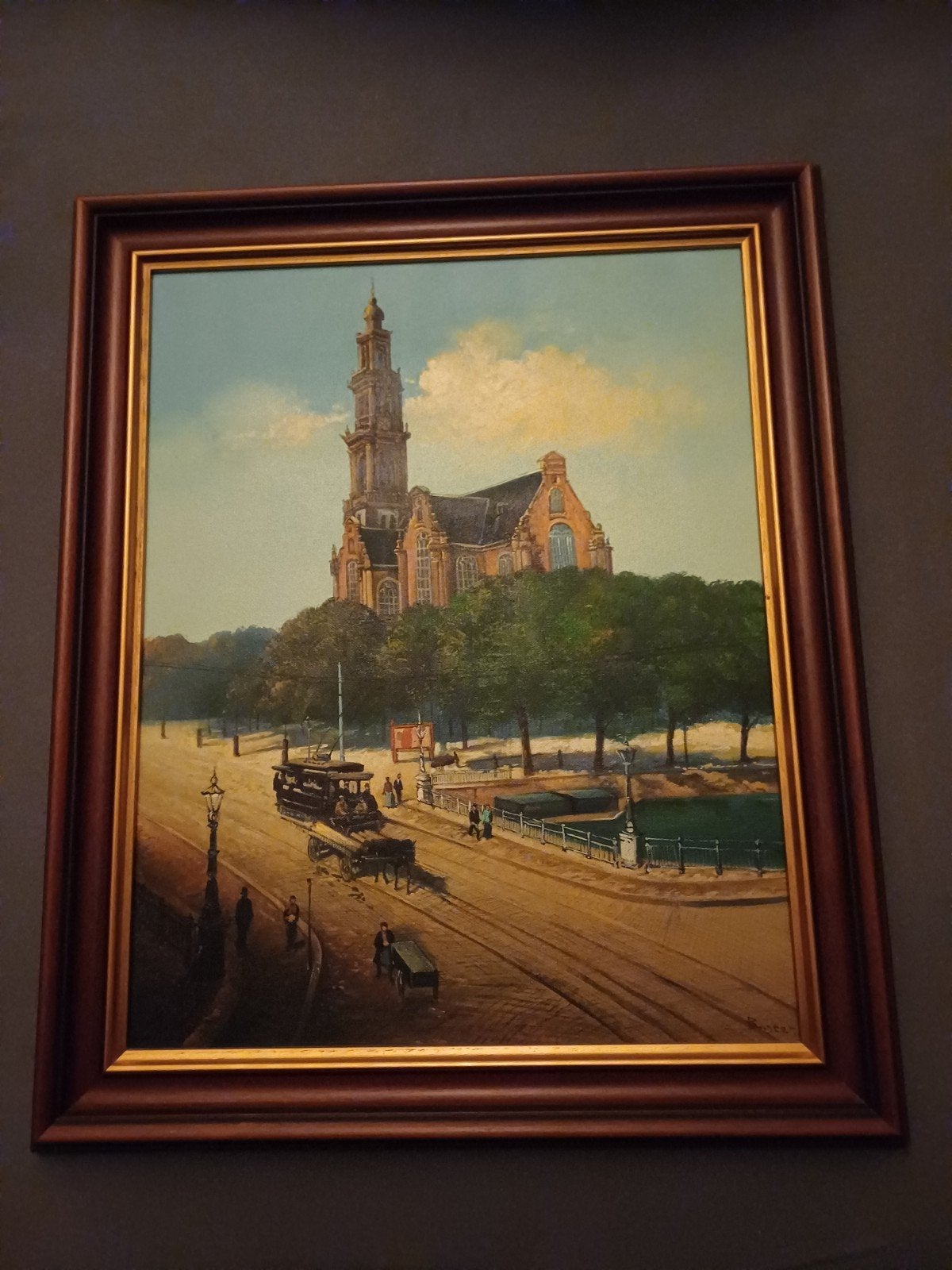 Schilderij van de Westerkerk in Amsterdam, Ophalen of Verzenden, Realistisch, Stads- / dorpsgezicht