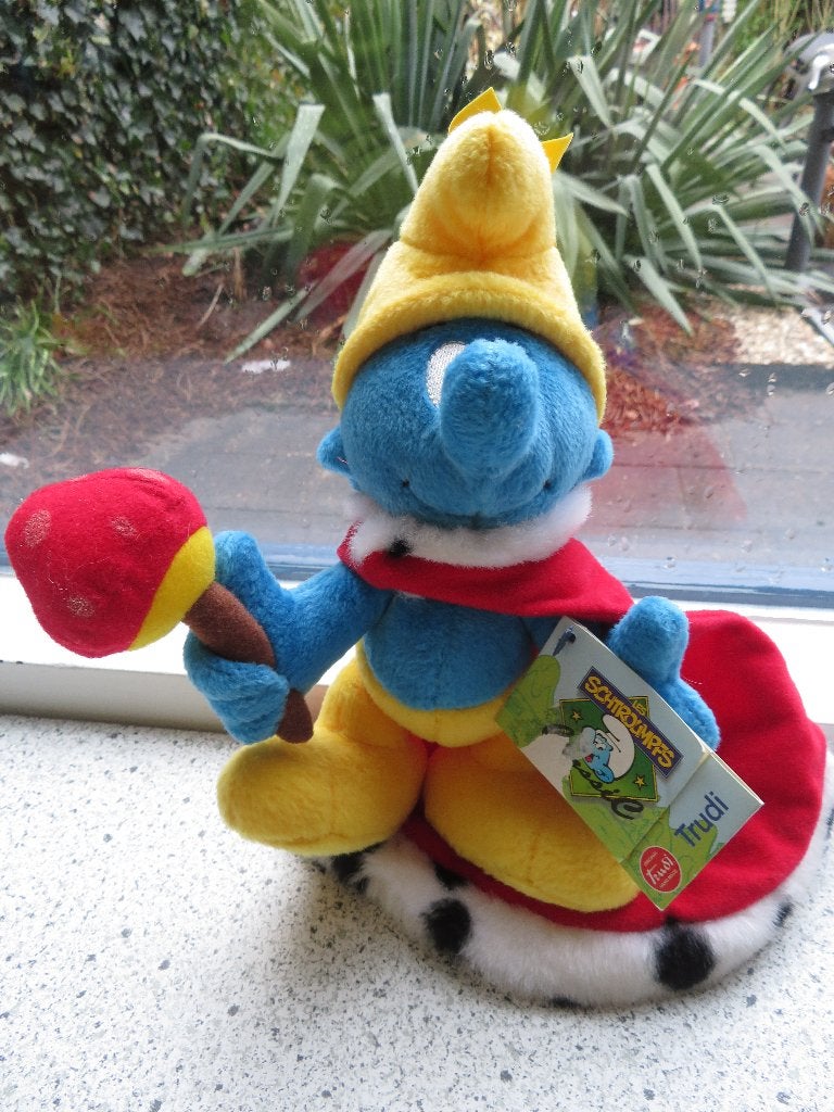 King Smurf Koning Koningssmurf merk Trudi vintage, Ophalen of Verzenden, Zo goed als nieuw, Overige typen, Met label