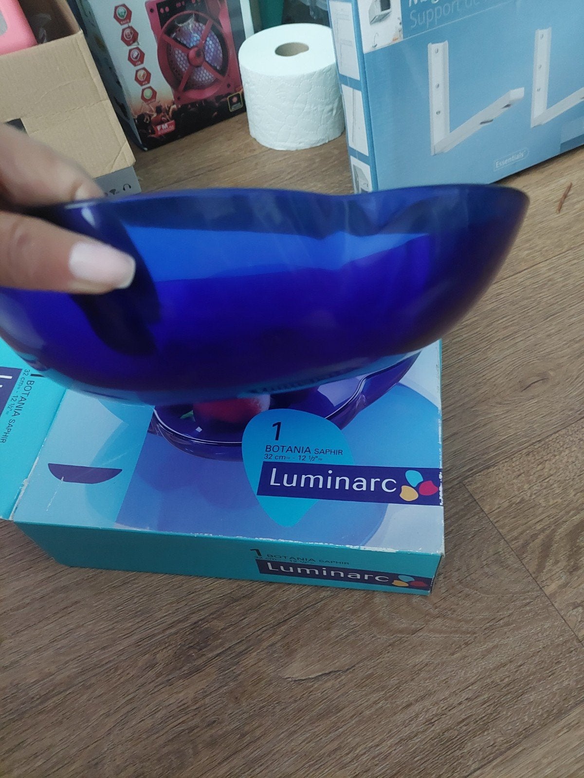 Luminarc Botania Saphir Glazen Schaal - Blauw, 32 cm, Ophalen, Schaal, Nieuw, Glas