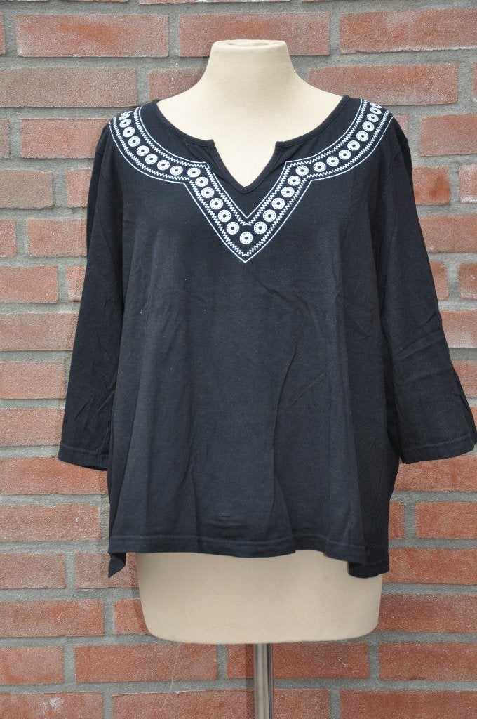 top 46, xl, tuniek 46, xl, dameskleding 46, Kleding | Dames, Grote Maten, Nieuw, Blouse of Tuniek, Zwart, Ophalen of Verzenden